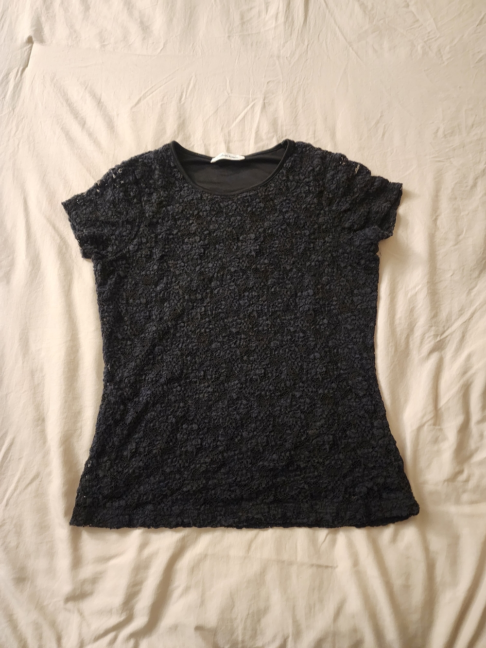 Calvin Klein Black Lace Short-Sleeve Top